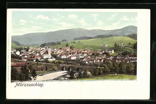 AK Mürzzuschlag, Ortsansicht mit Fernblick