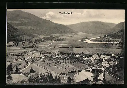 AK Teufenbach, Ortsansicht mit Blick ins Land