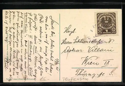 AK Teufenbach, Ortsansicht mit Blick ins Land