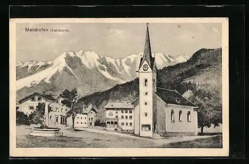 AK Maishofen, Ortspartie mit Kirche