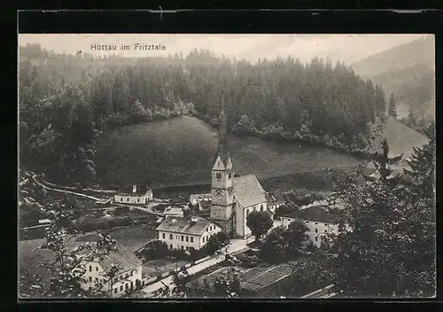 AK Hüttau im Fritztale, Ortspartie mit Kirche