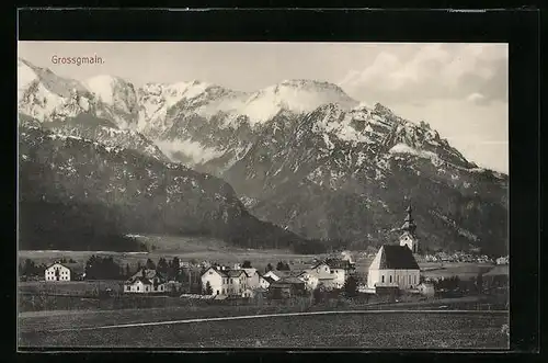 AK Grossgmain, Teilansicht mit Kirche