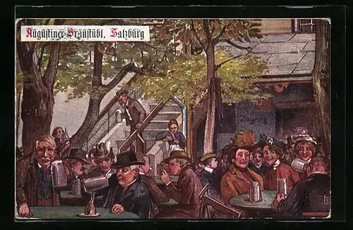Künstler-AK Salzburg, Gasthaus Augustiner Bräustübl