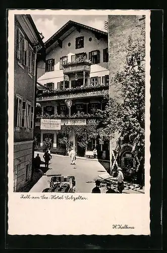 AK Zell am See, Blick auf das Hotel Lebzelter