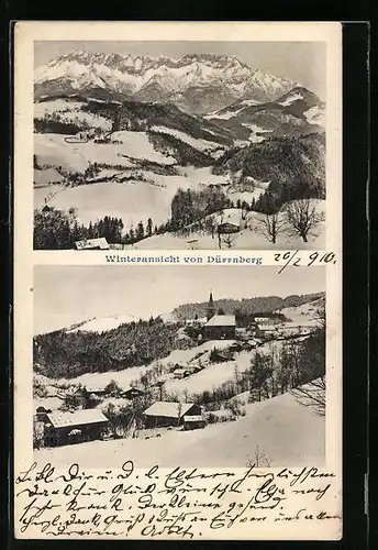 AK Dürrnberg, Ortsansicht im Winter