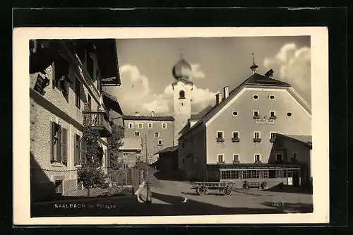 AK Saalbach, Ortsansicht mit Gasthaus Zur Post