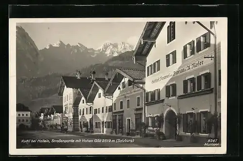 AK Kuchl bei Hallein, Strassenpartie mit Hohen Göll