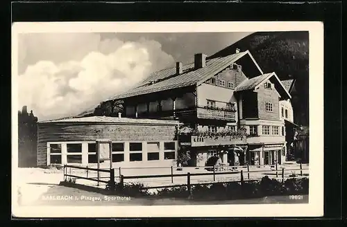 Foto-AK Saalbach, Blick auf das Sporthotel