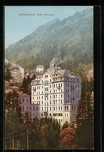 AK Hofgastein, Hotel Weismayr mit Waldlandschaft