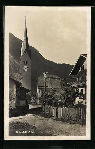 AK Krimml, Strassenpartie am Dorfplatz