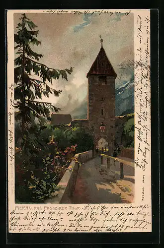 Künstler-AK Zeno Diemer: Meran, Partie am Passeirer Tor