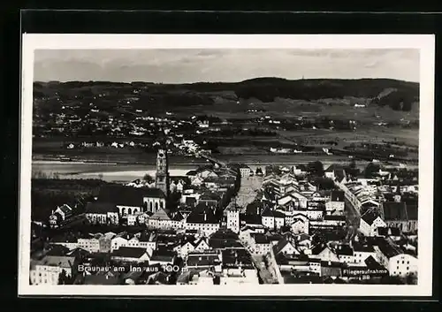 AK Braunau a. Inn, Fliegeraufnahme des Ortes