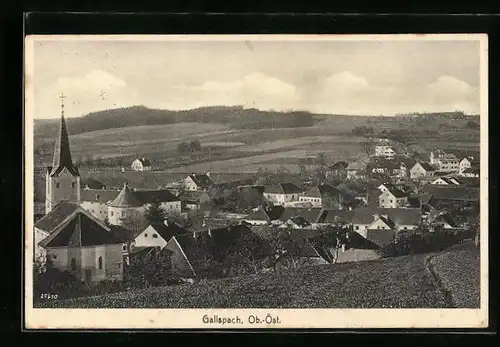 AK Gallspach, Teilansicht mit Kirche