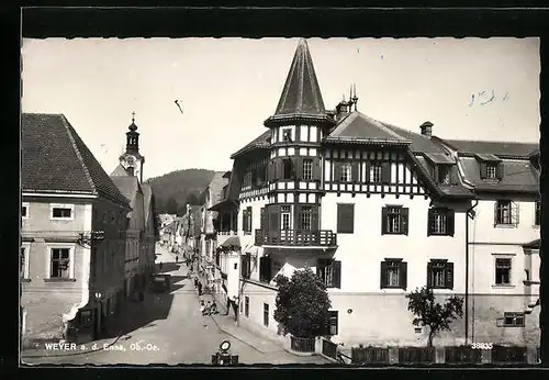 AK Weyer a. d. Enns, Strassenpartie mit Hotel