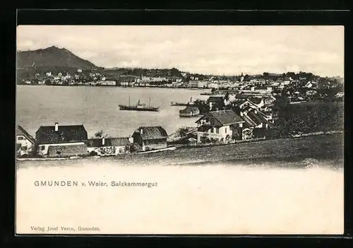 AK Gmunden, Ortsansicht v. Weier