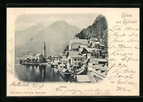 AK Hallstatt, Totalansicht mit Kirche