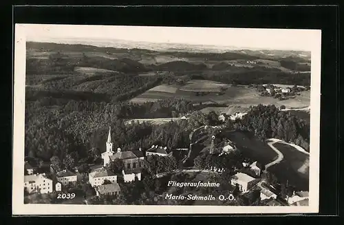 AK Maria-Schmolln, Ortspartie mit Kirche, Fliegeraufnahme