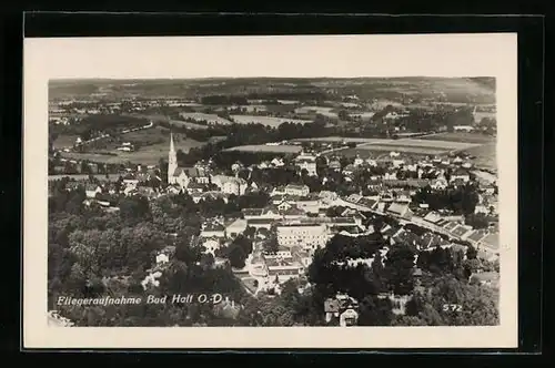 AK Bad Hall, Teilansicht mit Kirche, Fliegeraufnahme