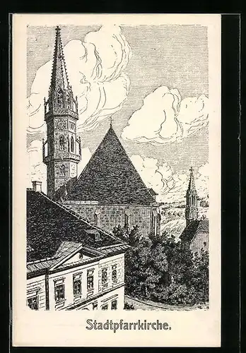 Künstler-AK Steyr, Stadtpfarrkirche