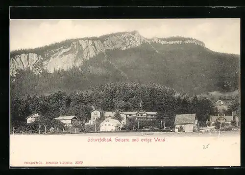 AK Goisern, Teilansicht mit Schwefelbad und ewiger Wand