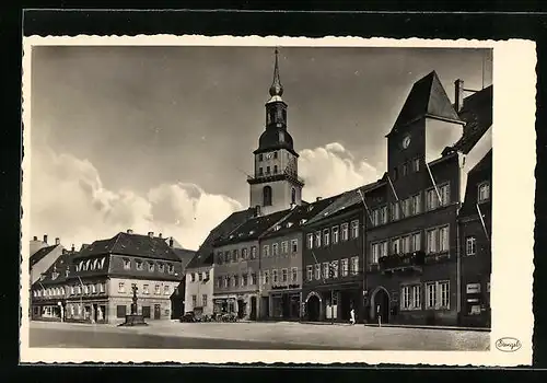 AK Frankenberg i. Sachs., Markt mit Geschäften