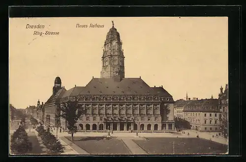 AK Dresden, Neues Rathaus an der Ring-Strasse