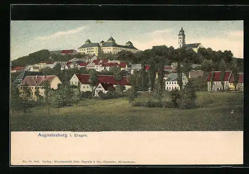 AK Augustusburg i. Erzgeb., Teilansicht mit Kirche