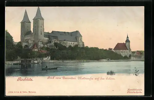 AK Rochlitz, Blick vom Sassnitzer Muldenufer auf das Schloss