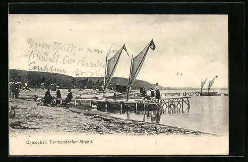 AK Timmendorfer Strand, Uferpartie mit Booten