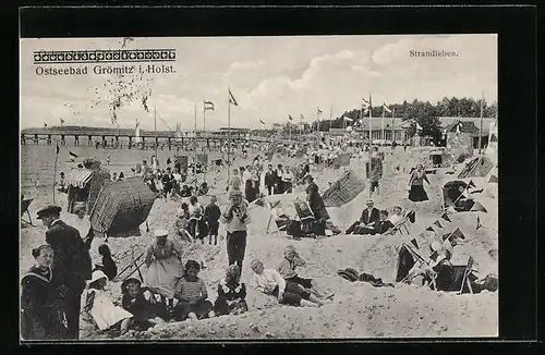 AK Grömitz i. Holst., Strandleben mit Badegästen