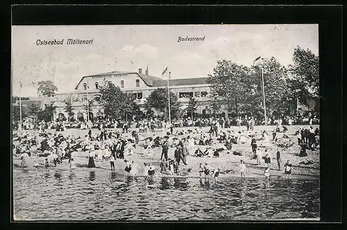 AK Möltenort / Ostsee, Badestrand am Hotel Seeblick