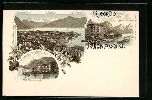 Lithographie Menaggio, Grand Hotels Menaggio und Victoria