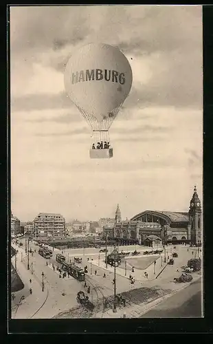 AK Hamburg, Ballon über dem Bahnhof