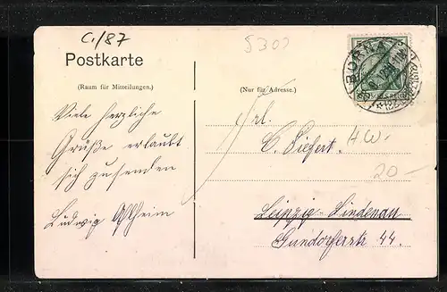 Künstler-AK Borna, Königliches Lehrerseminar 1884, Fahne und Wappen