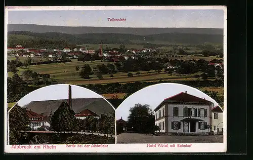 AK Albbruck am Rhein, Hotel Albtal mit Bahnhof, Partie bei der Albbrücke, Teilansicht