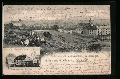AK Rockenberg, Gasthaus zur Gerste, Landeszuchthaus Marienschloss