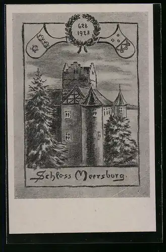 Künstler-AK Meersburg a. Bodensee, Jubiläumskarte zur 1300 Jahrfeier, Schloss