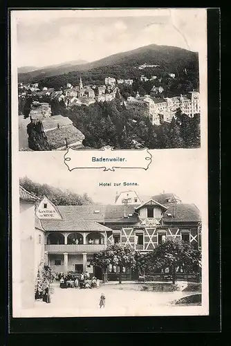 AK Badenweiler, Hotel zur Sonne, Ortsansicht aus der Vogelschau
