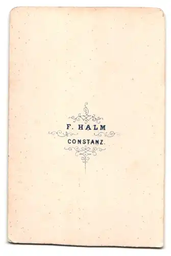 Fotografie F. Halm, Constanz, stattlicher Mann mit Schnurrbart und Brille