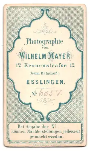 Fotografie Wilhelm Mayer, Esslingen, Kronenstr. 12, Portrait bildschönes Fräulein mit Dutt