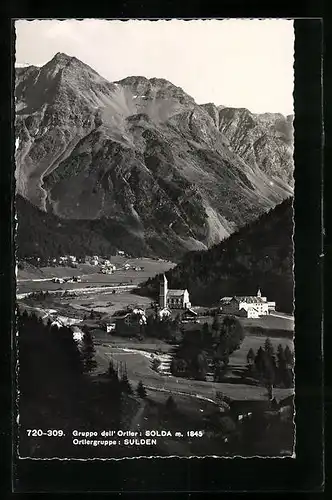 AK Sulden, Ortsansicht mit Ortlergruppe