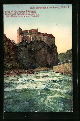 AK Bozen, Flusspartie und Burg Runkelstein