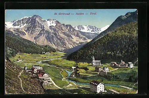 AK Sankt Gertraud, Ortsansicht aus der Vogelschau