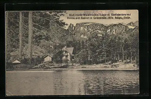 AK Renon, Restaurant Waldfrieden vom Wasser aus gesehen