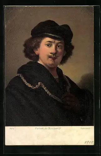 AK Maler Rembrandt im Halbporträt