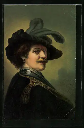 AK Maler Rembrandt als Offizier