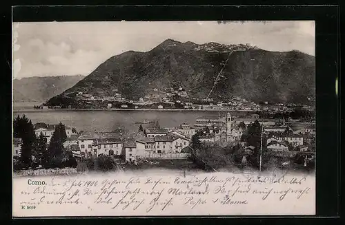 AK Como, Ortsansicht und Seepartie aus der Vogelschau