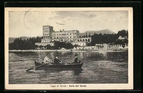 AK Isola di Garda, Insel vom Gardasee aus gesehen