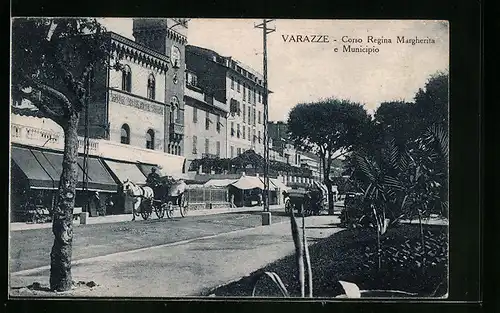 AK Varazze, Corso Regina Margherita e Municipio