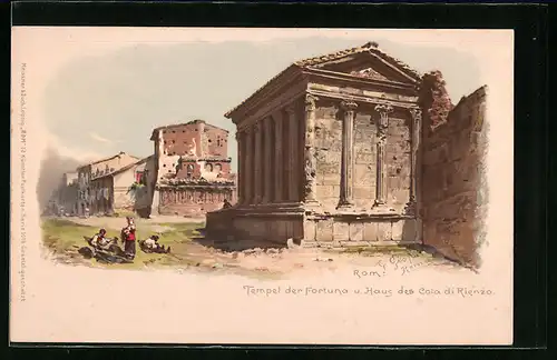 AK Rom, Tempel der Fortuna und Haus des Cola di Rienzo